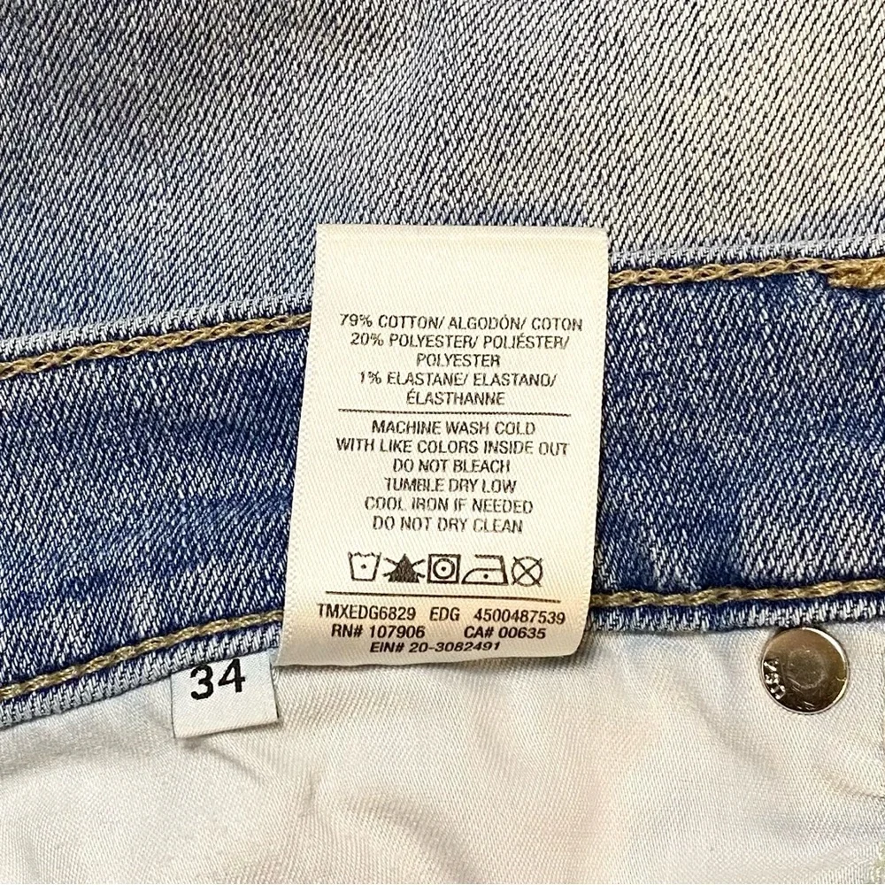 Hudson Light Wash Distressed Slim Straight Jeans, Size 34